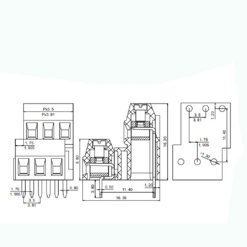 2 pin screw terminal block connector